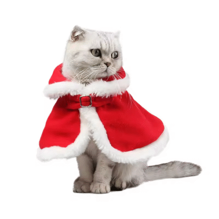 H# Christmas Cat Santa Hat with Scarf - Festive Santa Hats Cute Christmas Costume for Cat, Rabbit, Puppy & Doll Decoration