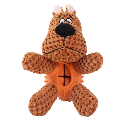 A#Squeaky Interactive Durable Plush Pet Dog Toy With Natural Rubber Chew Puzzle Food Dispensing Dog Toy
