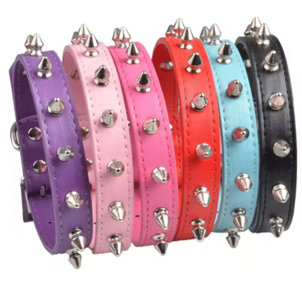 Comfort Large Spiked Studded Spike Padded Eco Friendly Double-Sided Leather Dog Pet Neck Training Collar Belt for Cats Dog Puppy