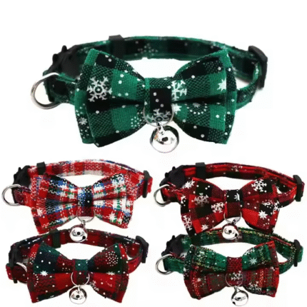 D#Wholesale Polyester Cat & Dog Collar Adjustable Christmas Style Neck Decor with Cute Bell & Fashionable Ribbons Pet Accessories